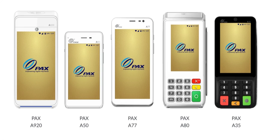 Presentation of 5 PAX terminals that the UX/UI has been designed for.