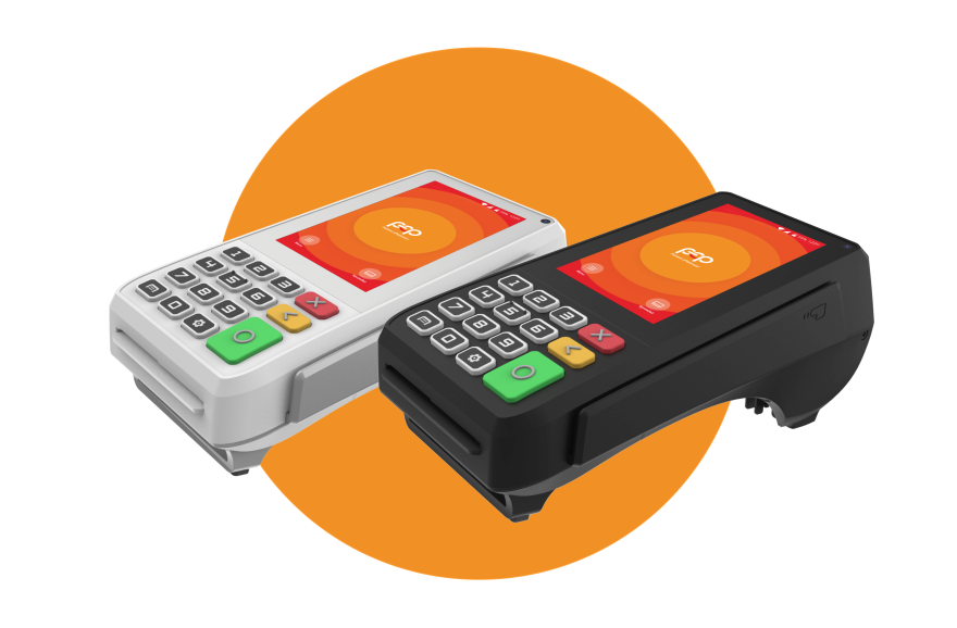 The A80 Terminals shown in two color versions: white and black.