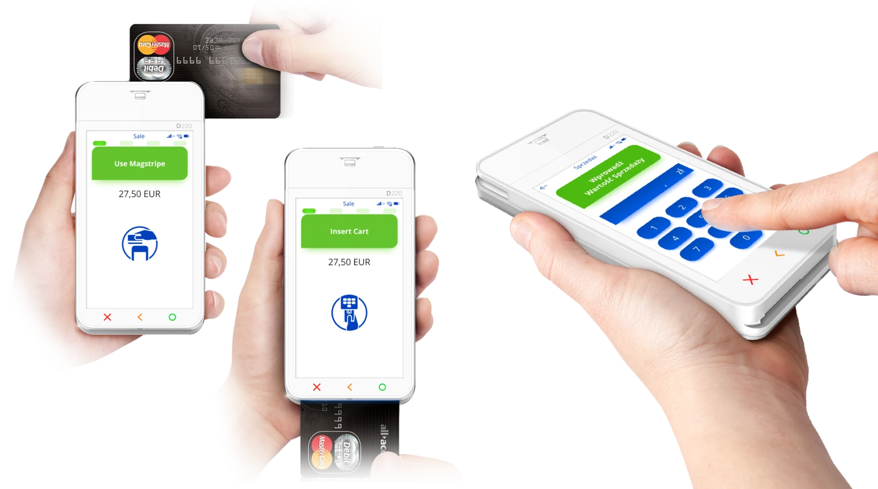 D220 Payment Terminal showing its beautiful User Inteface