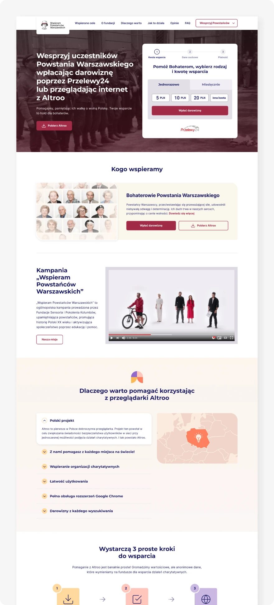 Landing page for Donateo „Bohateron”.