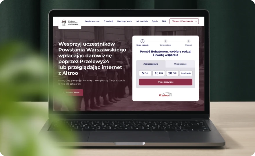 Mockup with laptop in center representing website