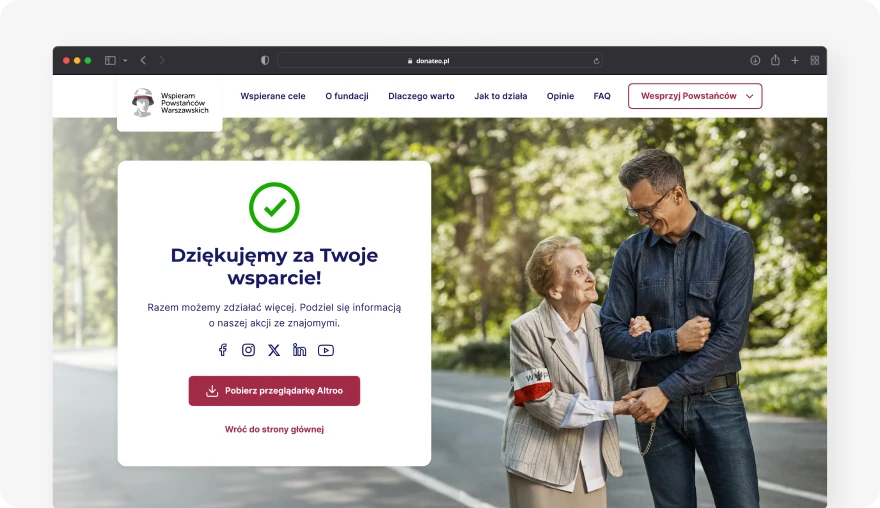 Thank you page from landing page.