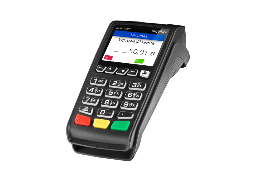 Desk/3500 Device with POS App loaded on the screen