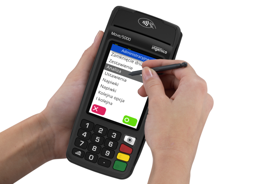 Move/5000 Device with POS App loaded on the screenn