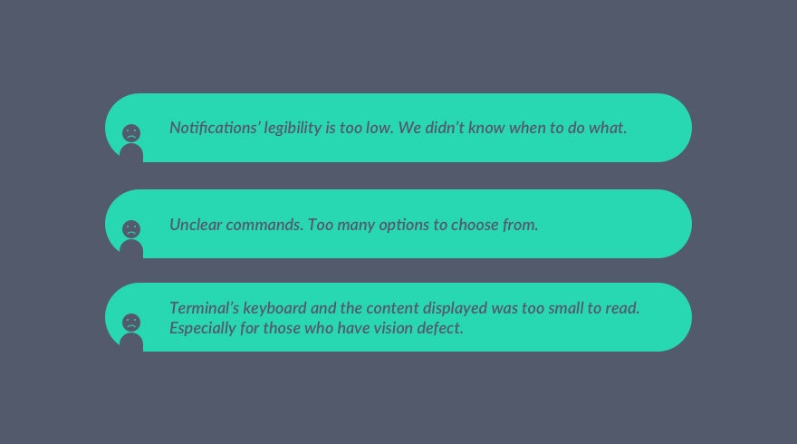 Examples of issues, that users encounter while using payment terminals