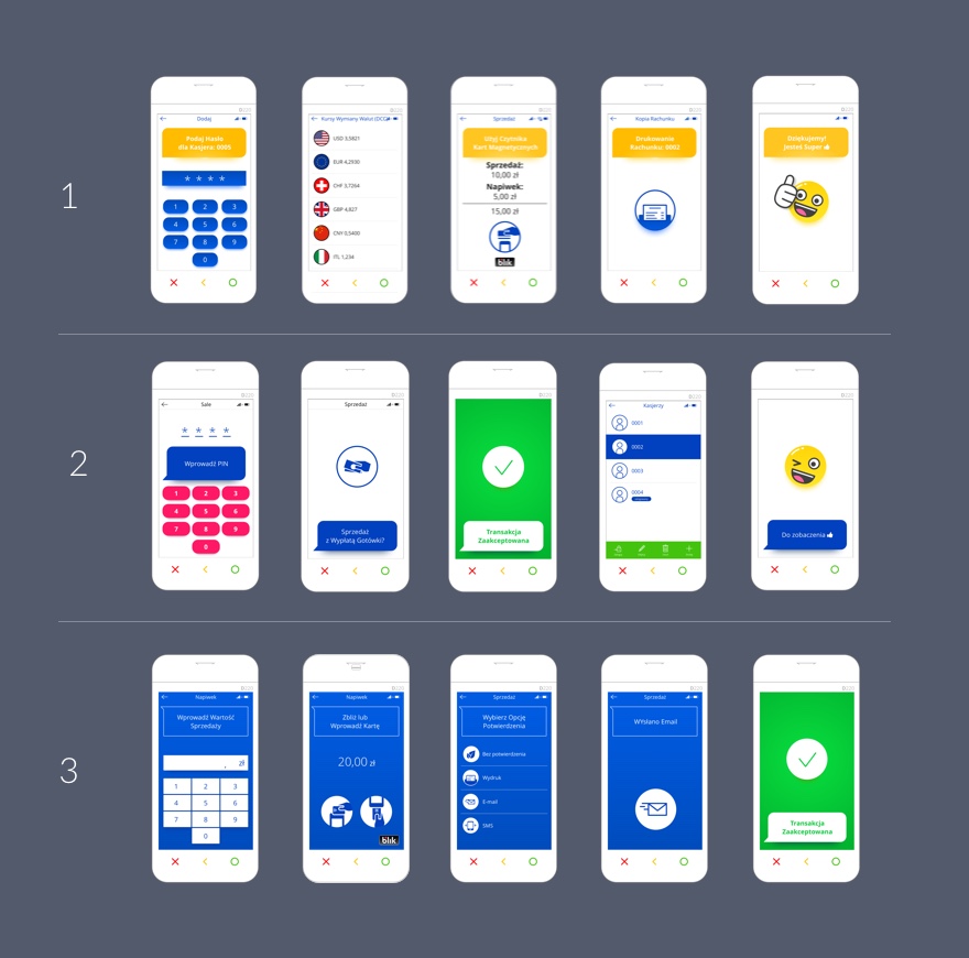 A presentation of three main UI styles prepared for the Client to choose from.